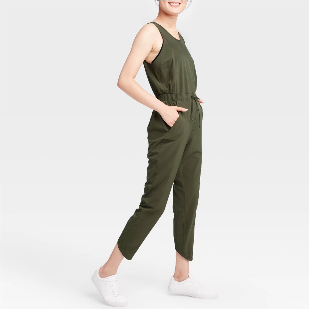 Olive Stretch Woven Jumpsuit